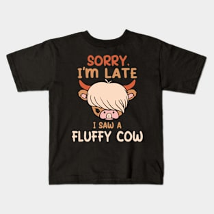 Sorry I am late, i saw a cow Kids T-Shirt